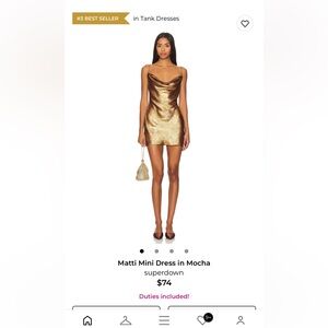 Superdown Mocha Metallic Mini Dress